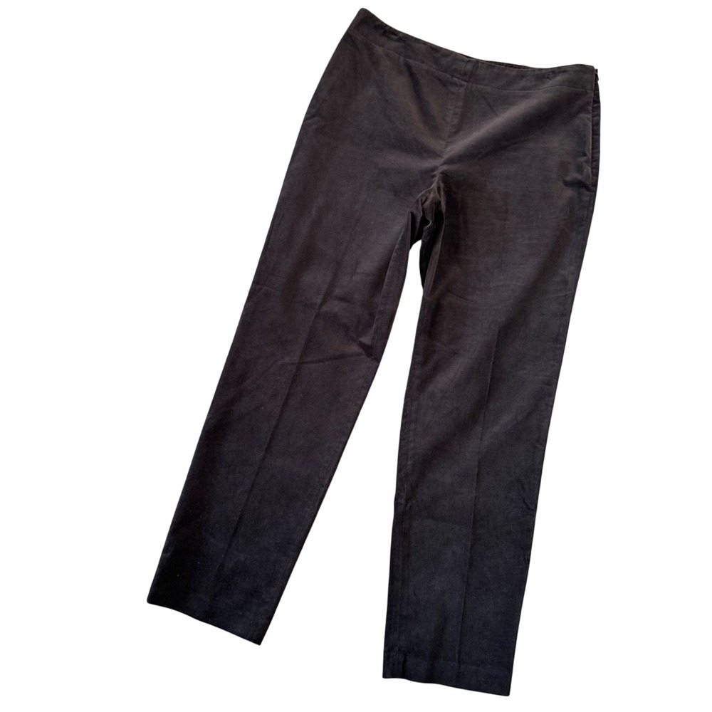 Talbots 12 Brown Velvet Slim Pants Side Zip Quiet Luxury Chic Old‎ Money Classic